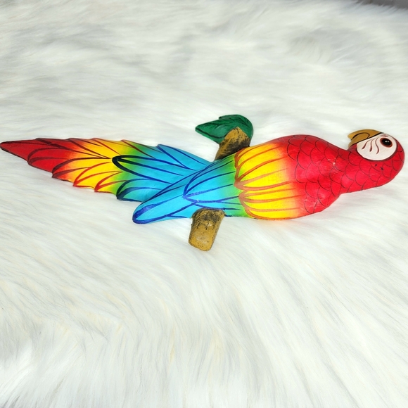 Vintage Mccaw Parrot Papier Mache Wall Hanging Hand Painted in Mexico - Picture 8 of 10